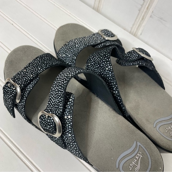 Dansko Sophie Black Metallic Sandals Sz 40 403 - Picture 8 of 10